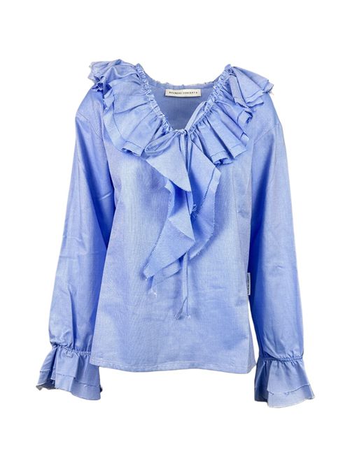 camicia donna ruches oxford azzurro Noumeno Concept | CM46-16183CIELO